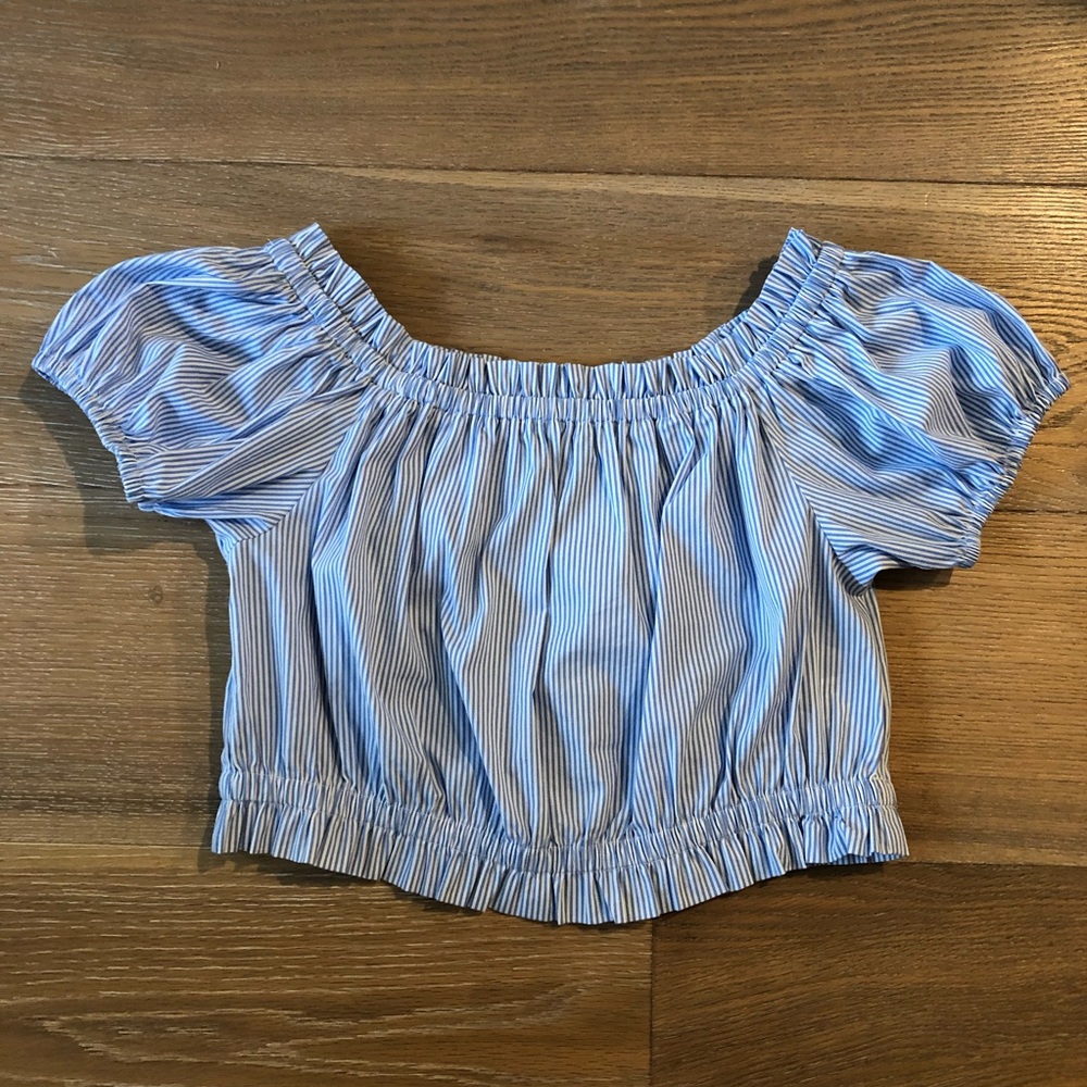 F21 striped blue off the shoulder top